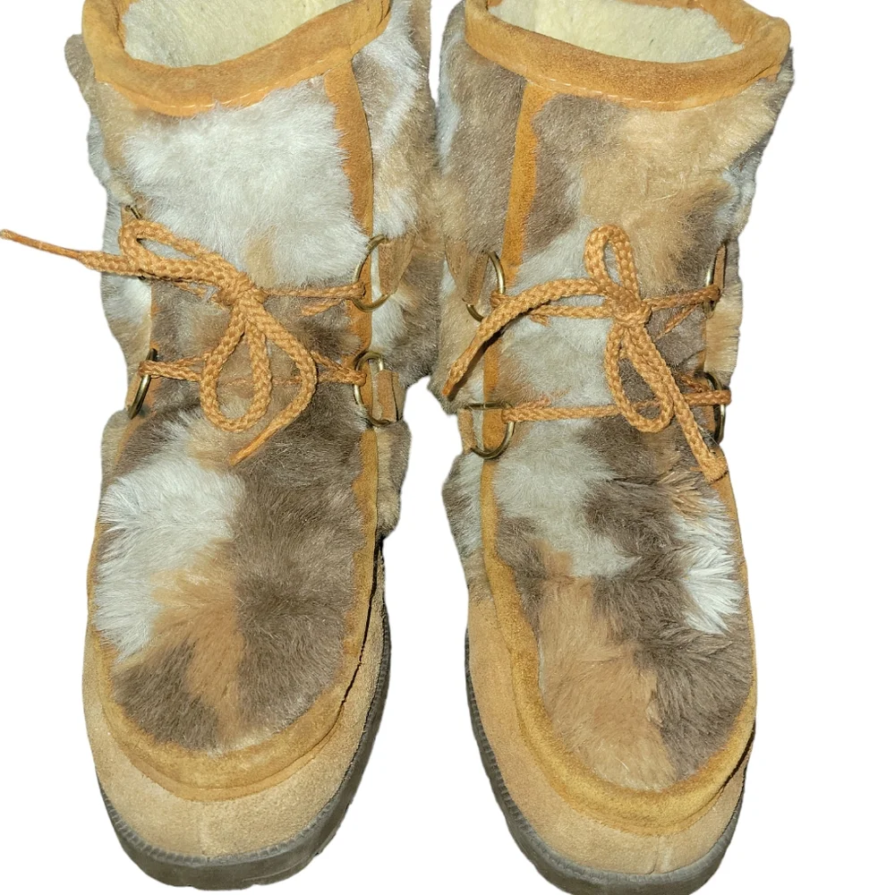 Vintage Snowland Leather and Faux Fur Snow Winter Boots sz 9